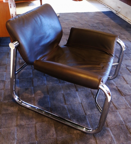 Alpha Chair by Pozzi in Chrome and Leather
