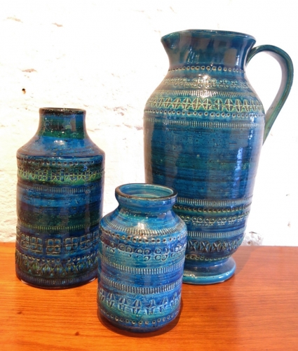 Trio of Bitossi Rimini Blue ceramics