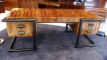 Striking & unique desk on tubular metal frame.
Rosewood veneered surfaces.
Maker unknown.