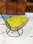 CLEARANCE SALE $450
American Mid Century metal lounge chair 
Newly zinc plate & powdercoated
Newly upholstered in Dandelion Clocks by Lucianne Day