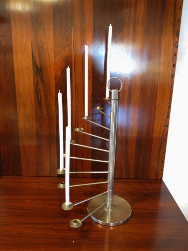 Spiral Candlestick in steel and aluminium circa 1960 Germany