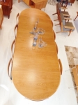 HUGE 4 LEAF EXTENSION TABLE IN oak
DANISH circa 1960
EXTENDS TO 3100 mm 
UNEXTENDED : 1200 mm DIAMETER ROUND
FULLY RESTORED.
TEAK AND ROSEWOOD MODELS ALSO AVAILABLE IN THIS SIZE