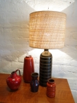 Ceramic lamp with new shade and wiring 
Dark bronze glaze