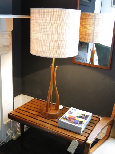 Mid Century Modern walnut table lamp
