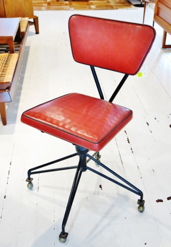 1950's technicians chair - reupholstered in Italian book leather