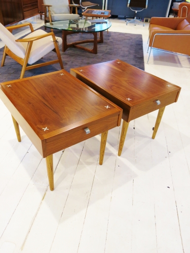 Pair of  Mid Century Modern Side tables with drawer