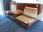 Fully restored 4 piece modular seating group 
by Hans Olsen designed 1957
Produced by Bramin
In pristine restored condition with expert re-caning