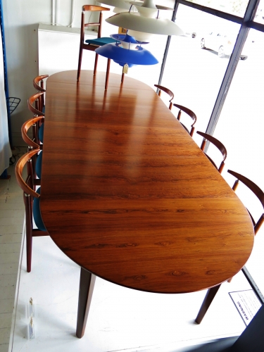 Huge Danish extension table in Brazilain Rosewood + 10 solid rosewood chairs