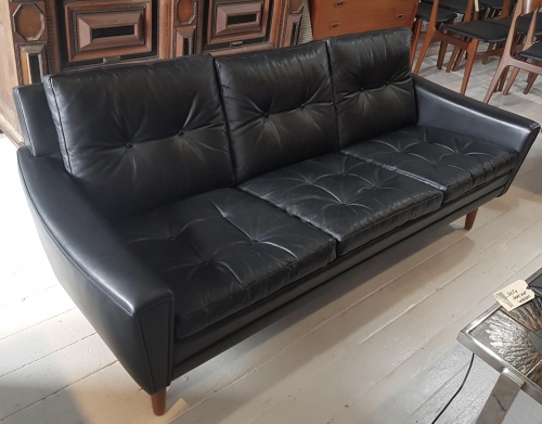 Danish Mid-Century 3-Seater Leather Sofa