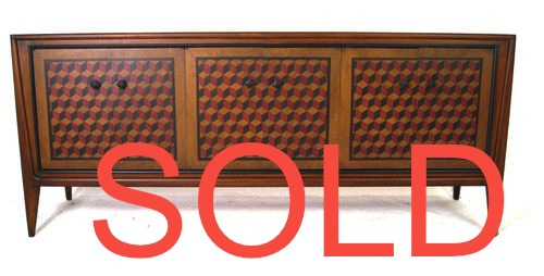 PRE-SOLD Credenza with geometric marquetry