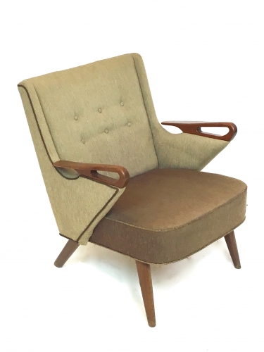 1950s Danish teak and wool arm chair