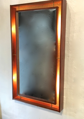 Danish rosewood backlit mirror