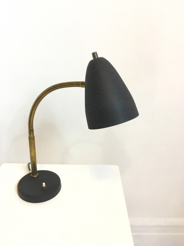 60s articulated brass , black shade desk lamp