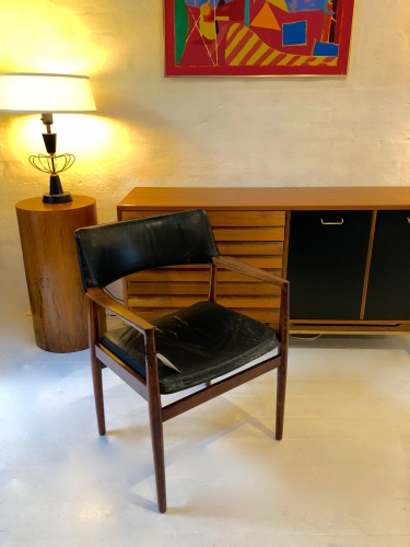 Danish Brazilian rosewood and leather occasional chair