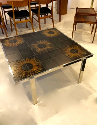 Danish Chrome and Tile Coffee Table