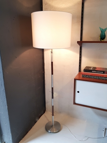Danish Rosewood + Stainless Steel Mid-Century Floor Lamp