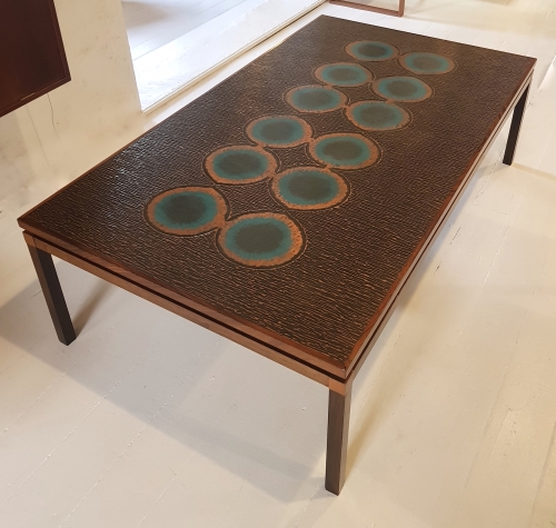 Danish 1960s Copper and Rosewood Coffee Table