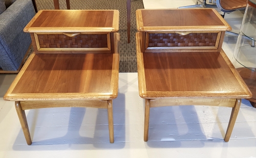 Mid-Century American Walnut + Elm Side Tables