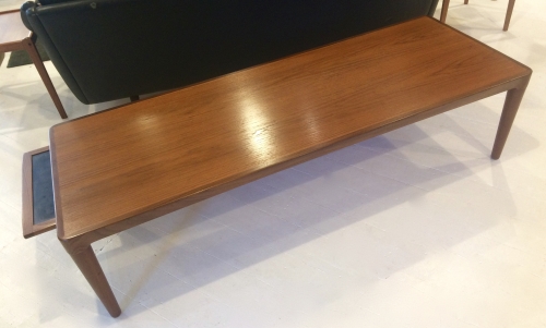 1960's Danish Johannes Andersen long Teak coffee table with end extension.