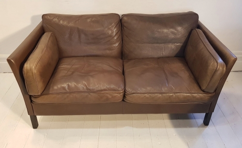Danish Buffalo Leather 2 Seat Sofa