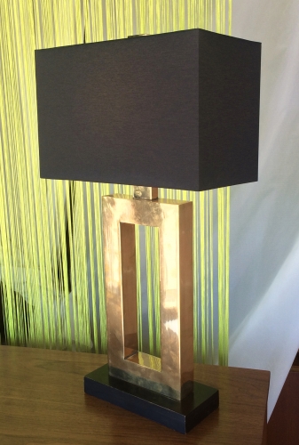 American Mid Century modernist polished Brass table lamp.