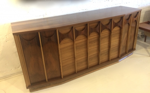American Mid Century Walnut sculptural 9-drawer sideboard